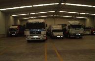 A. Transportes San Cristóbal vehículos de empresa estacionados